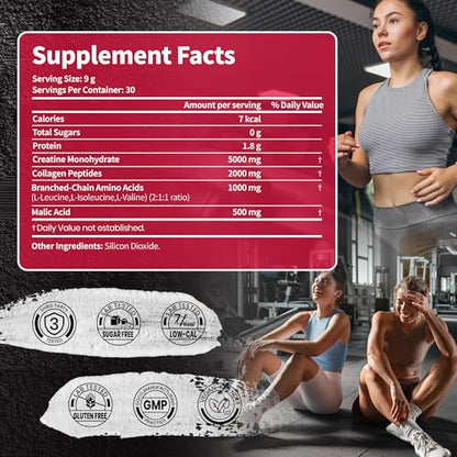 VEV Creatine Monohydrate for Women – Collagen & BCAAs, 9.5 oz, Sugar-Free