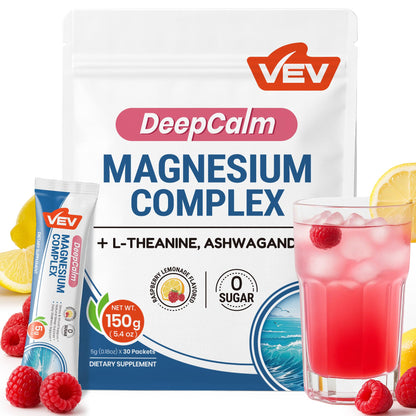VEV Magnesium Complex for Women – DeepCalm Drink Powder (Raspberry Lemonade) 30 Ct