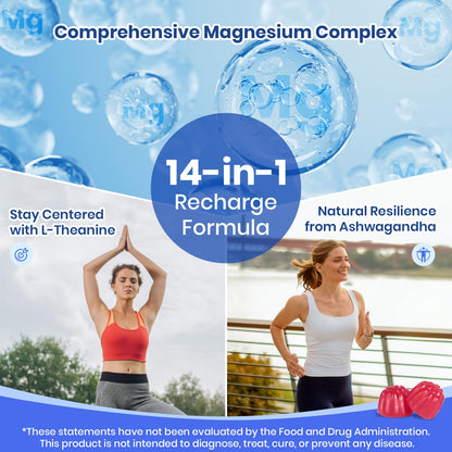 VEV Magnesium Complex DeepCalm 14-in-1 Gummies – Vegan Glycinate with Ashwagandha, L-Theanine, Vitamin D3 & Zinc | 90 Gummies