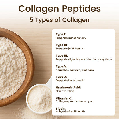 VEV Multi Collagen Peptides Powder 16 oz (41 Servings) – Hydrolyzed Collagen Types I, II, III, V, X with Hyaluronic Acid, Biotin & Vitamin C | Unflavored