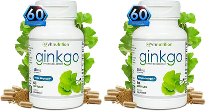 VH Nutrition Ginkgo Biloba 550mg – Cognitive Support | 60 Capsules (Pack of 2)