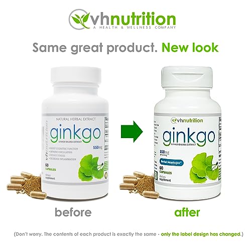 VH Nutrition Ginkgo Biloba 550mg – Cognitive Support | 60 Capsules (Pack of 2)