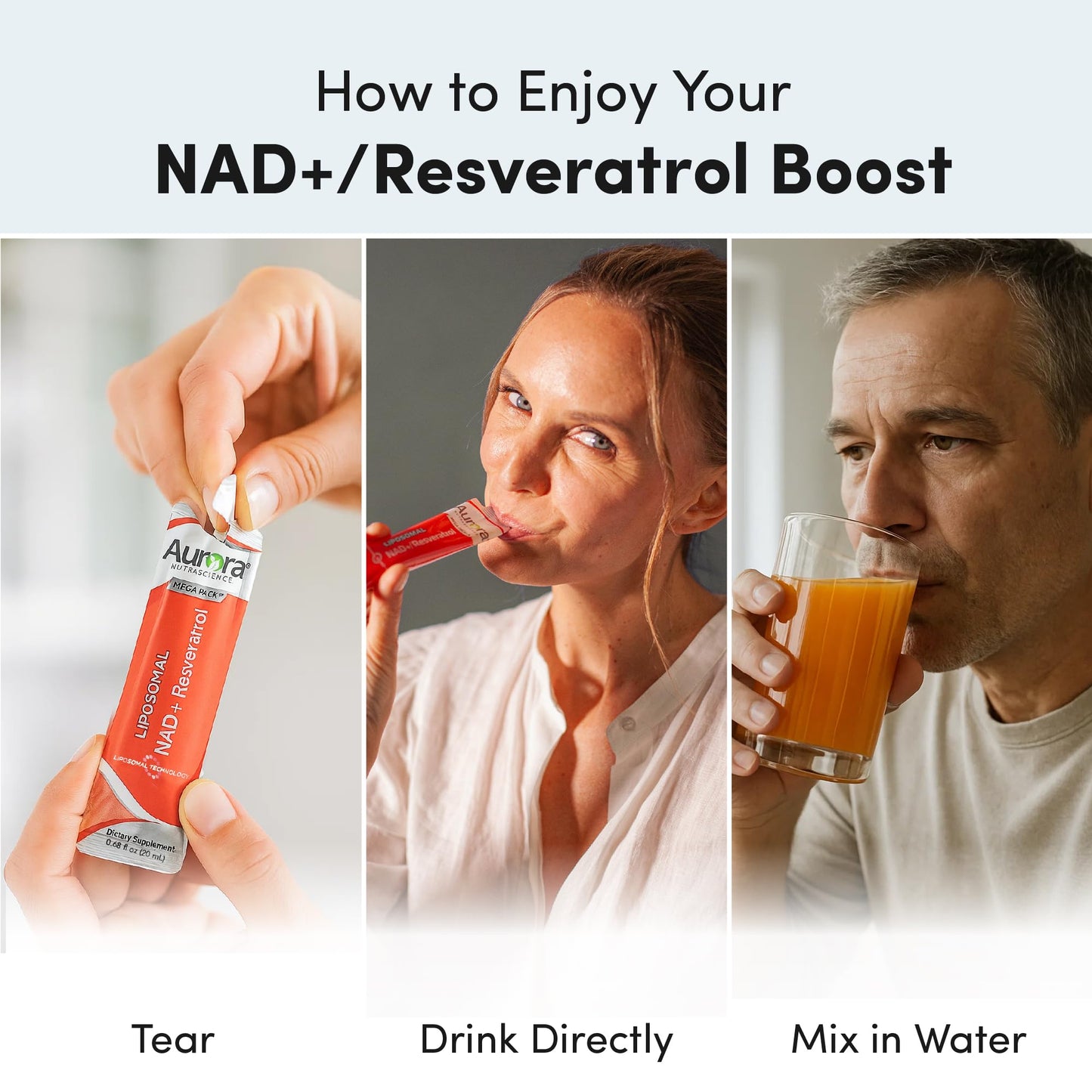 Vida Lifescience Liposomal NAD+ + Resveratrol — Vegan, Gluten-Free, Non-GMO (32 Packets)