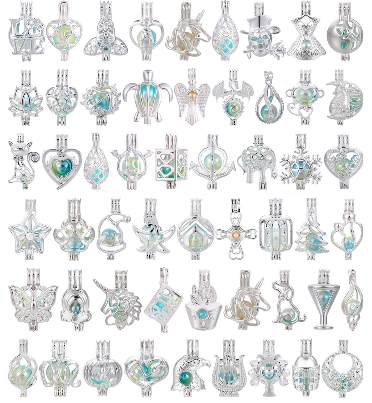 Vie jeune Pearl Cage Locket Pendants – DIY Diffuser Jewelry, 30 Charms