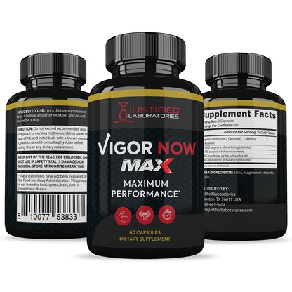 Justified Laboratories Vigor Now Max 1600MG Men's Health Formula 60 Capsules