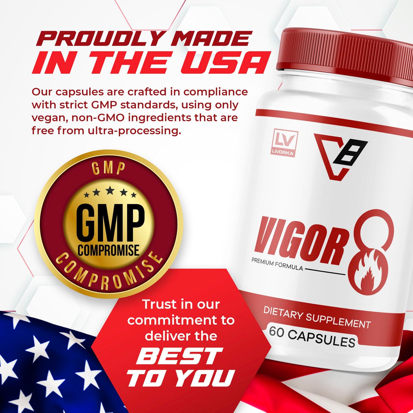 (5 Pack) Vigor 8 for Men – 300 Capsules (5 Months) | Premium Formula