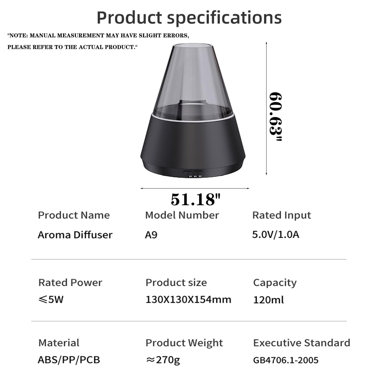 Villelei Candle Flame Essential Oil Diffuser – 7-Color LED Ultrasonic Humidifier with Timer