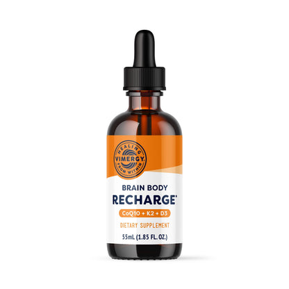Vimergy Brain Body Recharge – D3, K2 & CoQ10 for Cellular Energy | Vegan, Gluten-Free, 55 mL