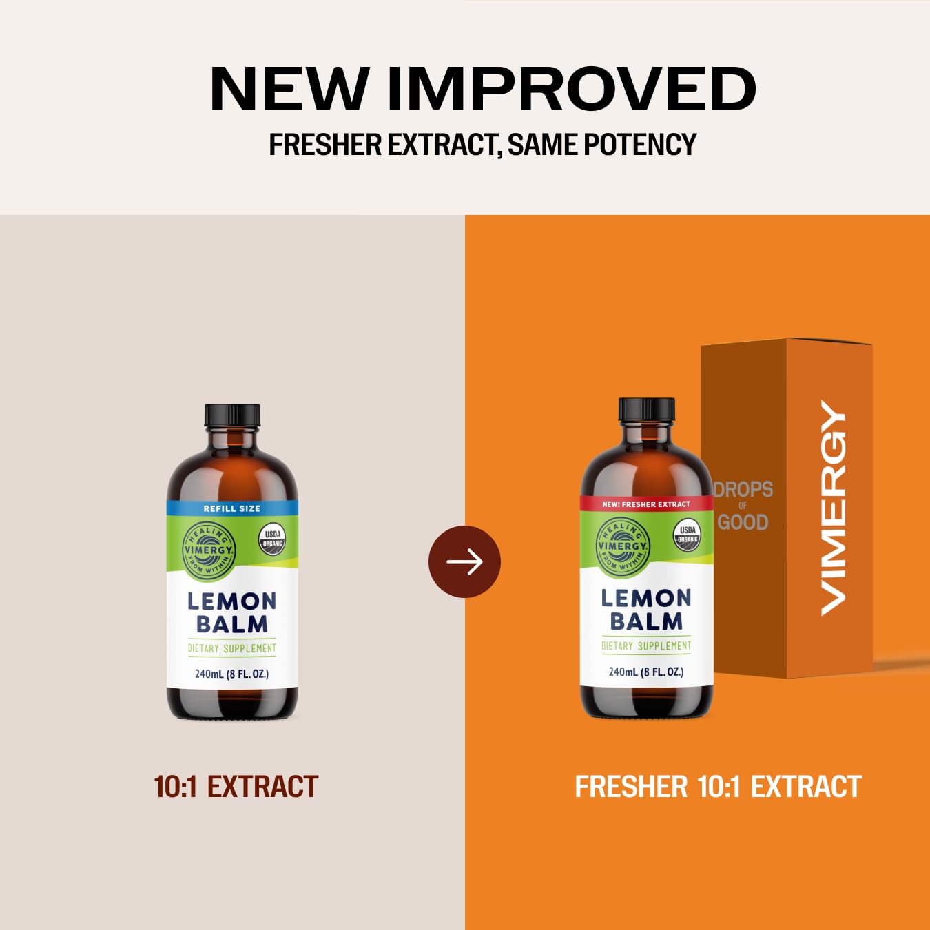 Vimergy USDA Organic Lemon Balm Tincture – Alcohol-Free, 240 mL