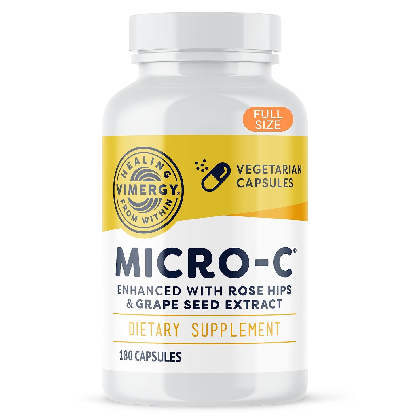 Vimergy Micro-C Vitamin C Capsules 500mg – Immune Support, Vegan & Kosher, 180 Capsules
