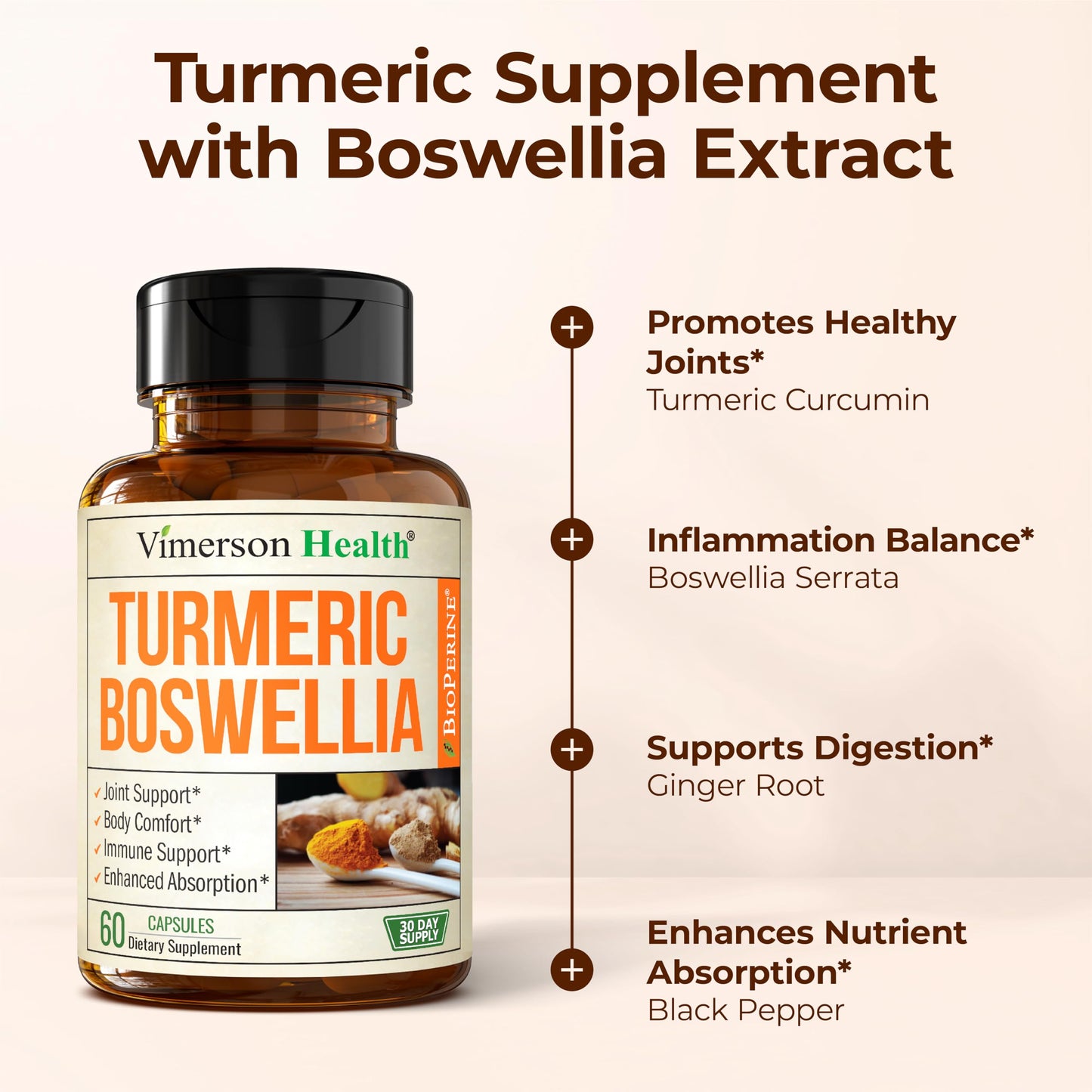 Vimerson Health Turmeric Curcumin with Boswellia Serrata & Ginger – 95% Curcuminoids, BioPerine, 2-Pack