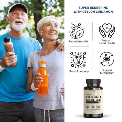 VINATURA Dihydroberberine with Ceylon Cinnamon 500mg | GlucoVantage Super Berberine, 30 Capsules