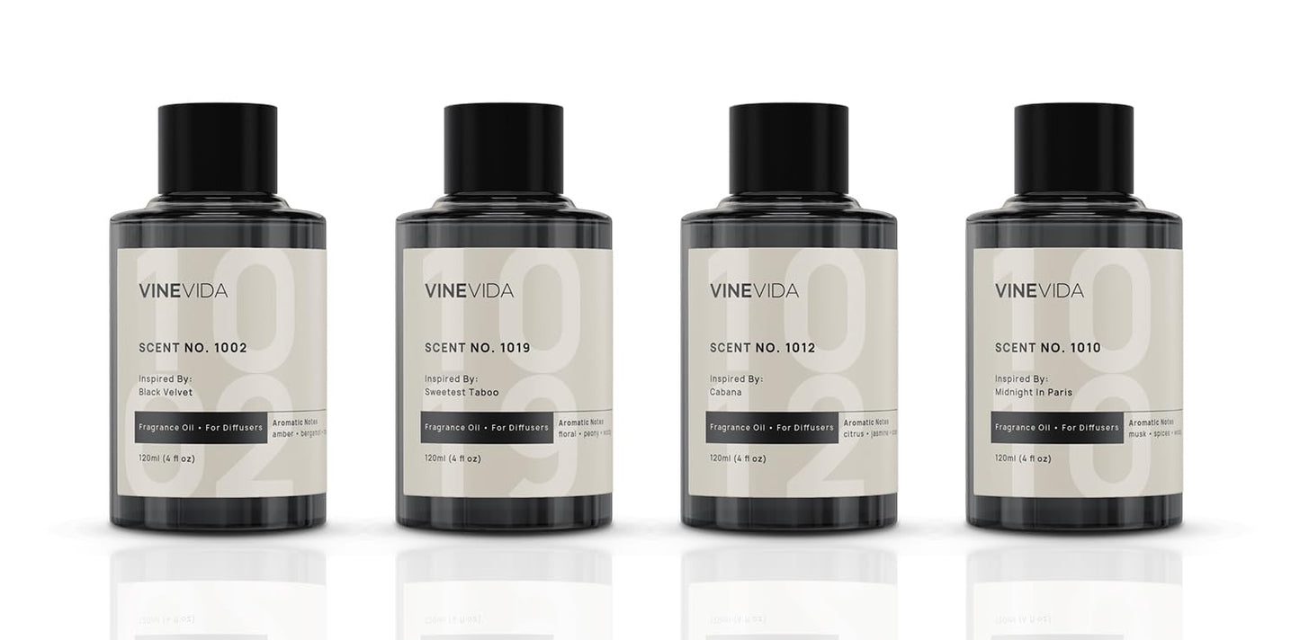 VINEVIDA 4-pk Hotel Fragrance Collection – Cold Air Diffuser Scents 1002, 1019, 1012 & 1010