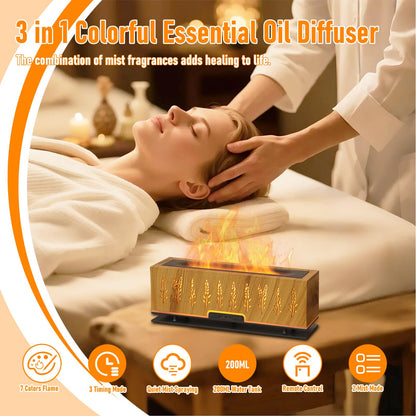 VINGVO Upgraded 7-Color Flame Diffuser | 200ml Humidifier for Home, Bedroom & Office
