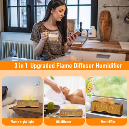 VINGVO Upgraded 7-Color Flame Diffuser | 200ml Humidifier for Home, Bedroom & Office