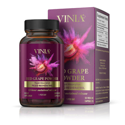 VINIA Piceid Resveratrol Supplement | Supports Blood Flow, Nitric Oxide, and Heart Health - Non-GMO, 60 Count