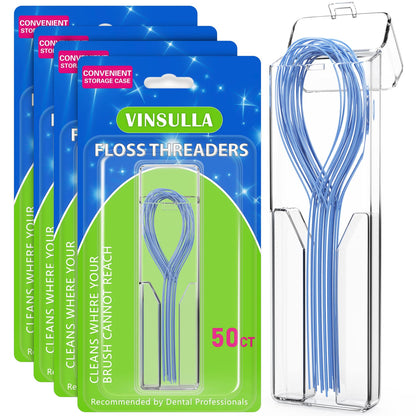 VINSULLA Floss Threaders for Braces, Bridges & Implants - 50 Count (Pack of 4)