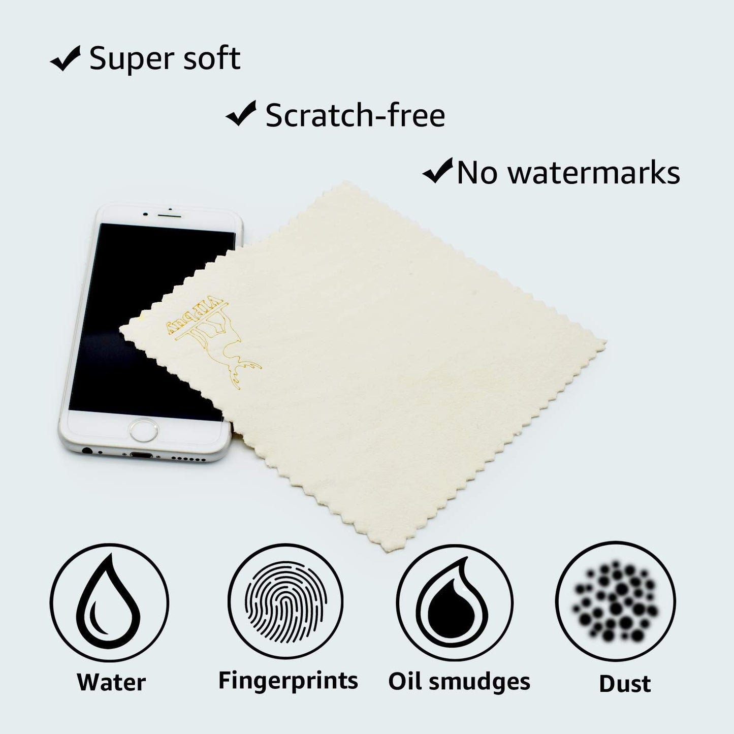 VIPbuy 4 Pack 6x6 Natural Chamois Glasses Cleaning Cloths – Scratch-Free, Ultra Absorbent