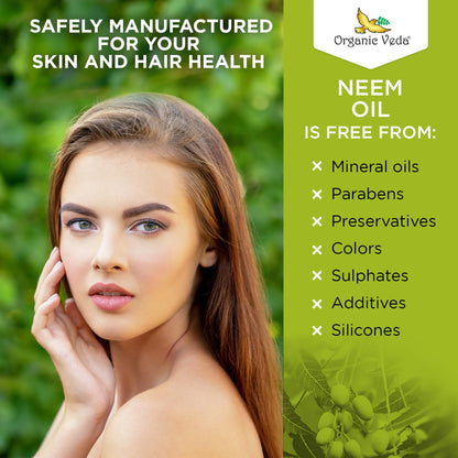 Organic Veda Neem Oil - Pure Cold-Pressed Neem Oil for Skin & Hair