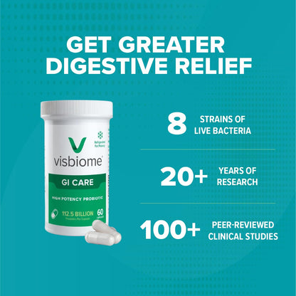 Visbiome GI Care - High Potency Probiotic (112.5B CFU) - 180 Capsules | Made in USA