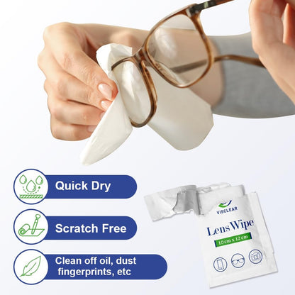 VisClear Eyeglasses Cleaner Wipes – 100 Count, Streak-Free & Safe for Prescription Lenses