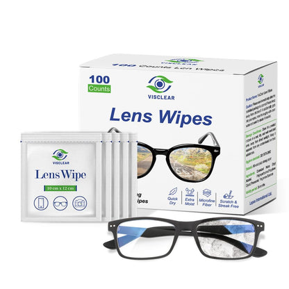 VisClear Eyeglasses Cleaner Wipes – 100 Count, Streak-Free & Safe for Prescription Lenses