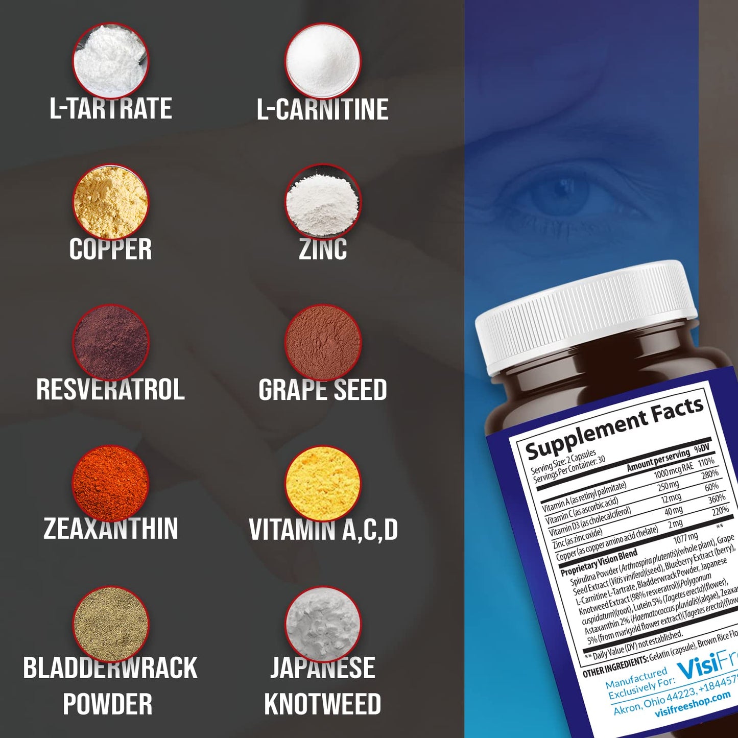 VisiFree Eye Supplements for Adults | Eye Health & Vision Support - 6 Pack