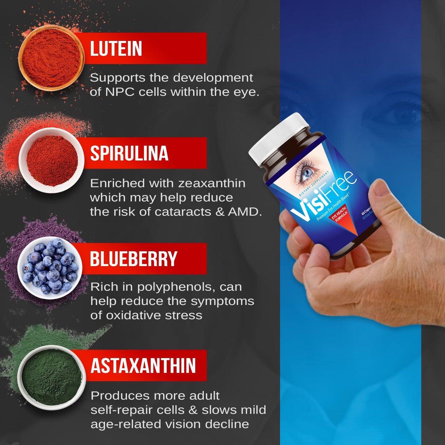 VisiFree Eye Supplements for Adults | Eye Health & Vision Support - 6 Pack