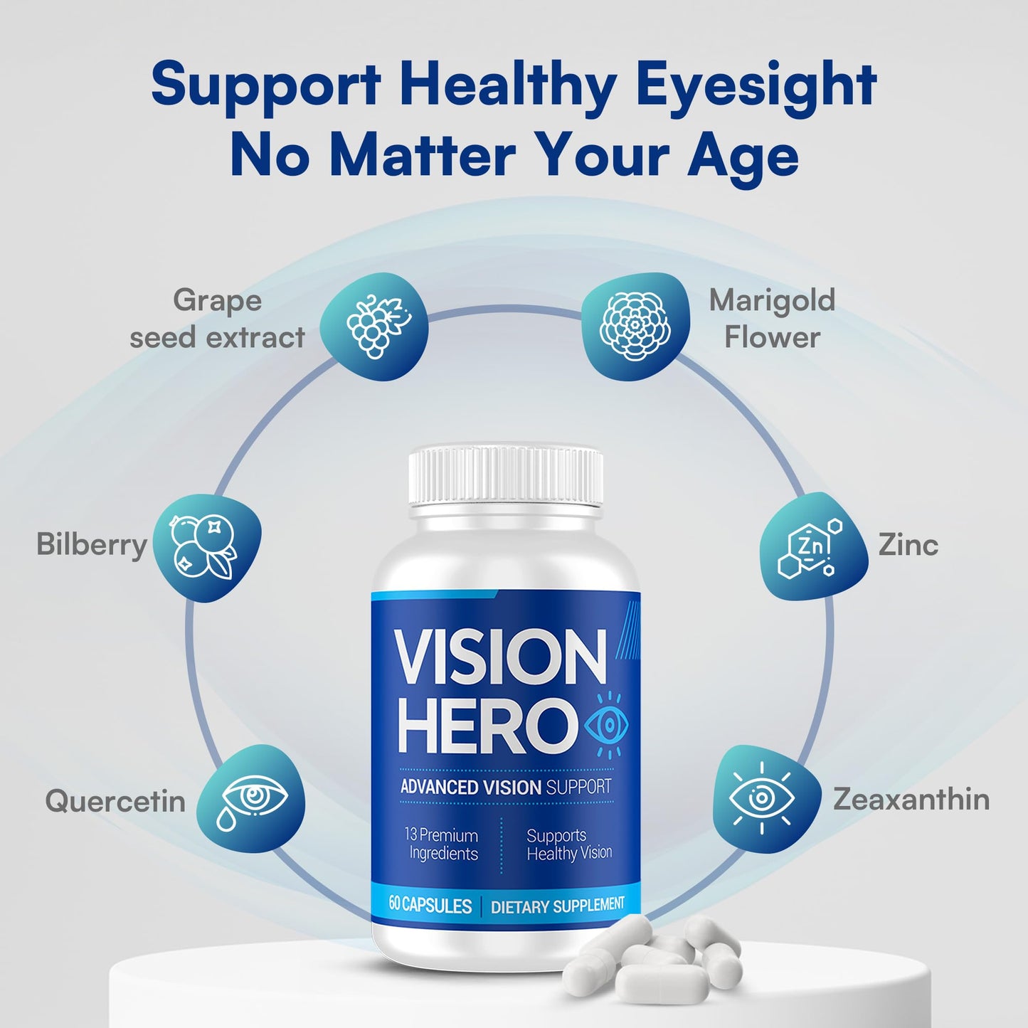 Vision Hero Advanced Vision Support - Eye Health Supplements for Adults (Pack of 2) | 60 Capsules