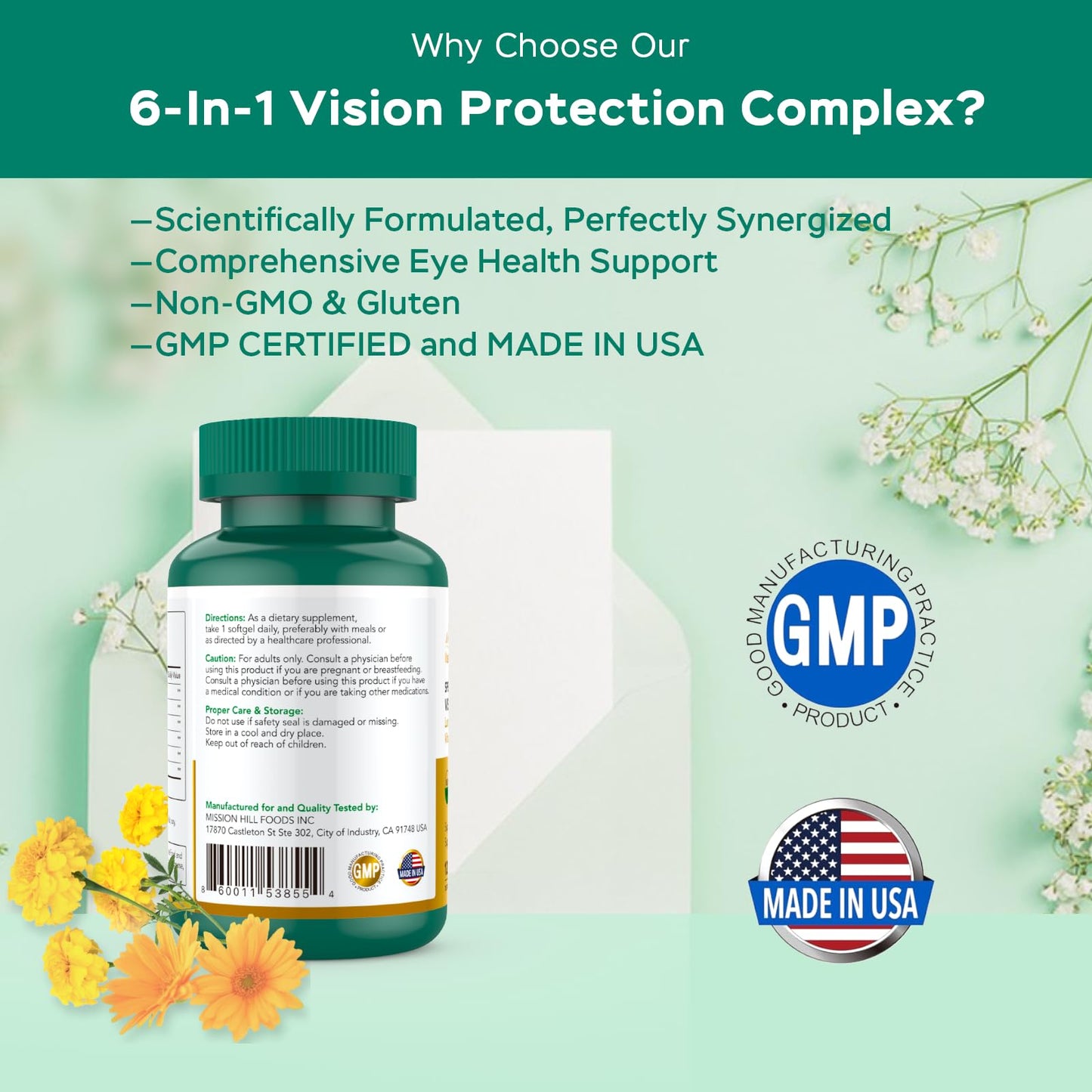 Vision Protection Complex with Lutein – 6 in 1 Eye Health, 240 Softgels