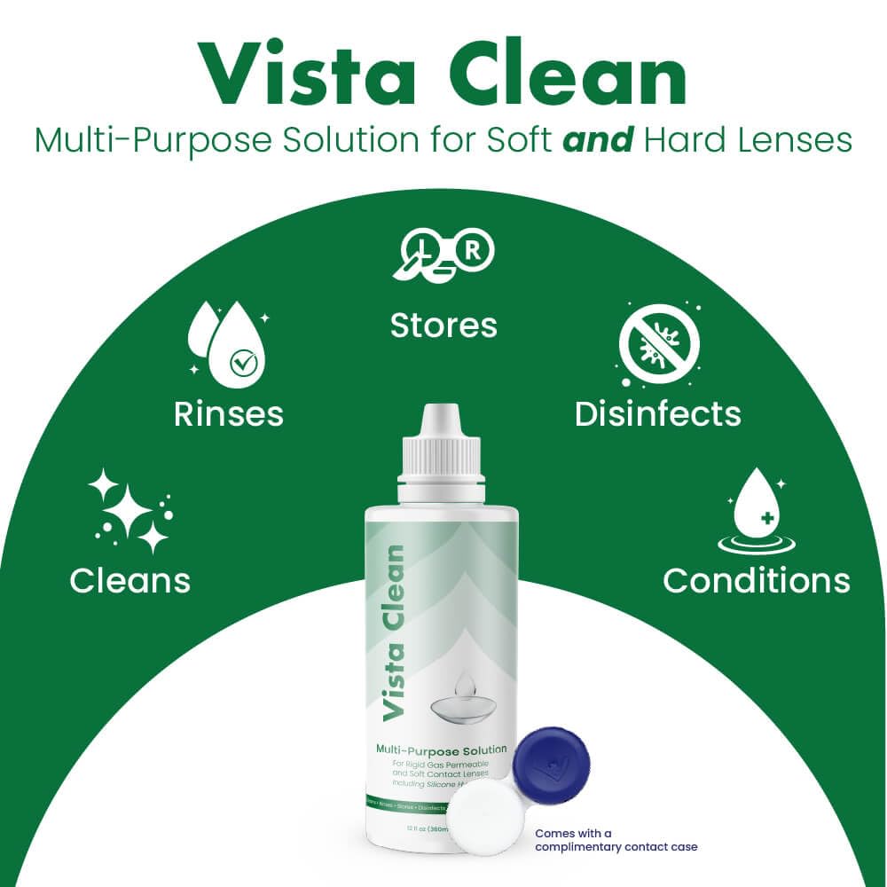 Vista Clean Multi-Purpose Solution for Scleral & GP Lenses – 3.4 oz with Lens Case