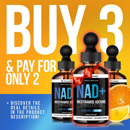 Vita Guard NAD+ Drops 1000mg – Lemon & Orange Flavor | Vegan, Non-GMO