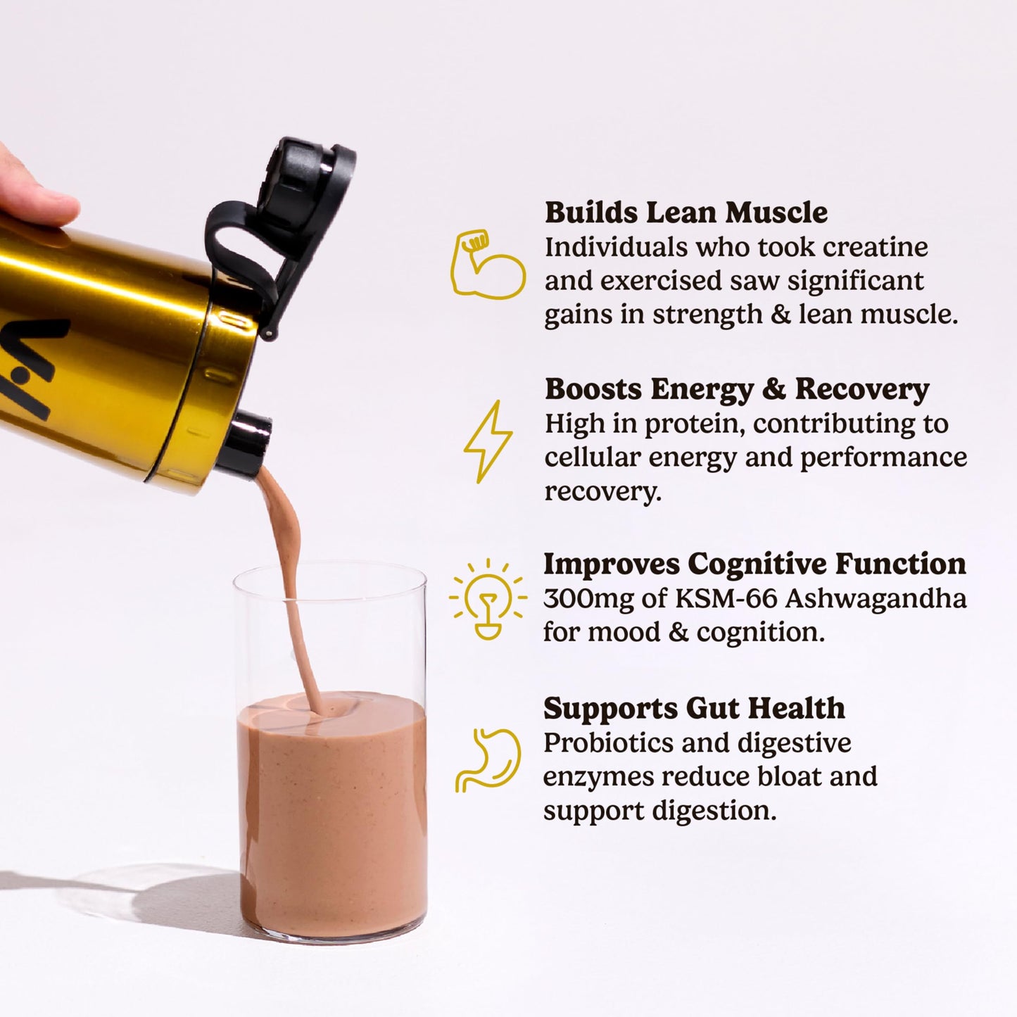 VitaHustle ONE Max Protein + Creatine – 30g Plant Protein, Double Chocolate