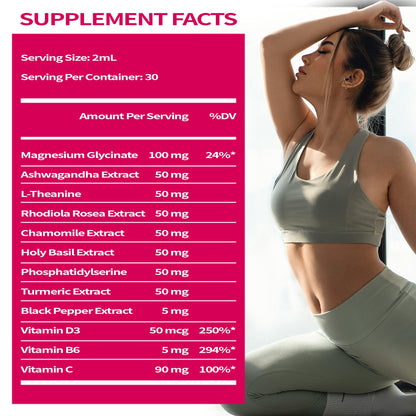 VitaLumina Cortisol Supplements for Women - 10 in 1 Liquid Drops with Ashwagandha, Magnesium & L-Theanine for Stress, Mood, Relaxation & Hormone Balance - 4 FL.OZ