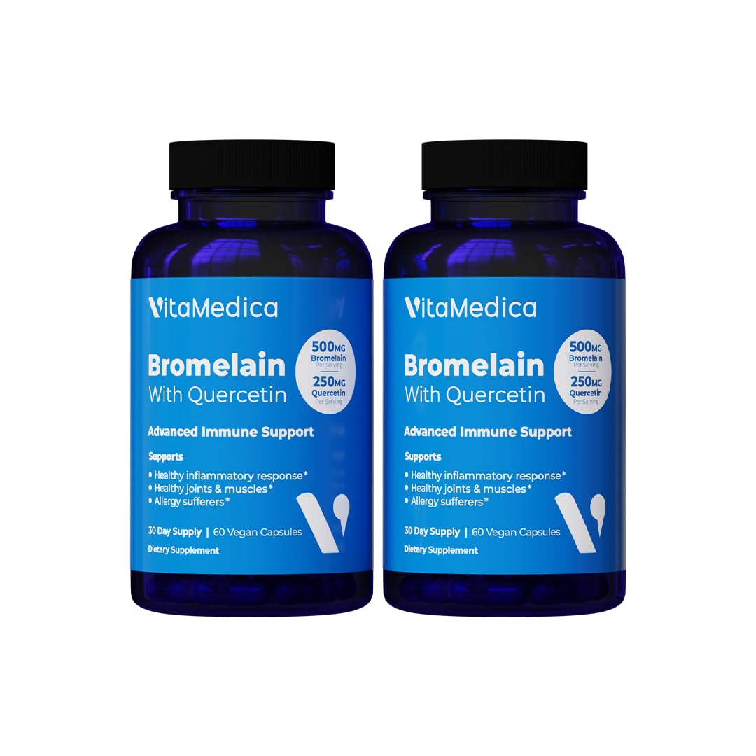 VitaMedica Bromelain & Quercetin — 500mg Bromelain / 250mg Quercetin, 2400 GDU, 60 Vegan Capsules