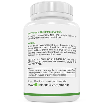 VitaMonk Pterostilbene 150mg Capsules – Soy Free, No Fillers | 60 Veggie-Caps