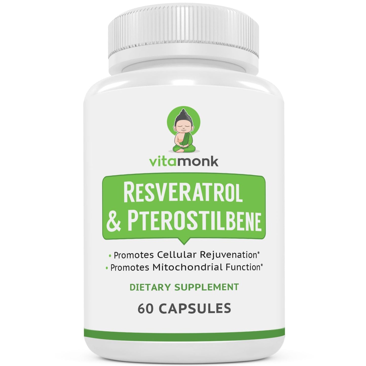 VitaMonk Resveratrol + Pterostilbene 600/60mg - Healthy Aging (60 Caps)
