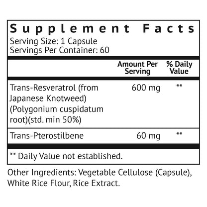 VitaMonk Resveratrol + Pterostilbene 600/60mg - Healthy Aging (60 Caps)