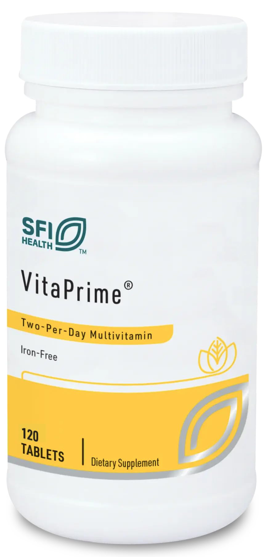 SFI Health VitaPrime Iron Free Multivitamin – Two-Per-Day Nutrient Support (120 Tablets)