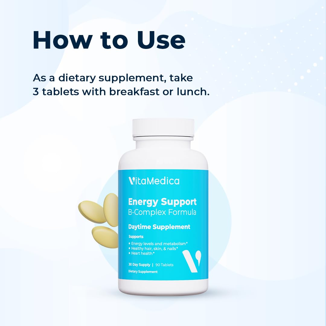 VitaMedica | Energy Support Multivitamin w B Complex | Energy Booster | Vitamin B6 & B12 | Clarity & Focus | Biotin for Hair, Skin & Nails | Energy Supplements | 90 Ct