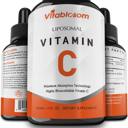 Vitablosom Liposomal Vitamin C 2000mg Liquid – High Absorption Immune Support, 60ml Bottle