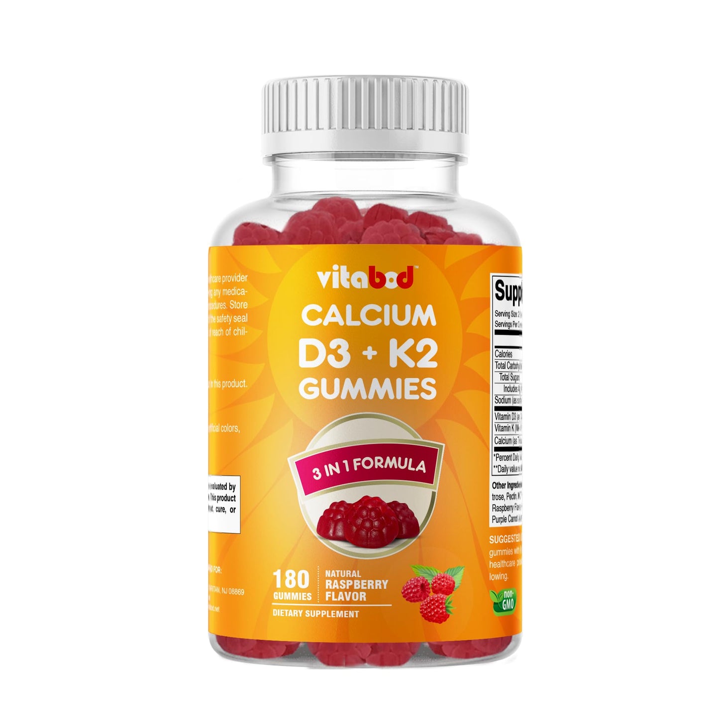 Vitabod Vitamin D3 + K2 Gummies – 180 Vegan for Bone & Heart Health