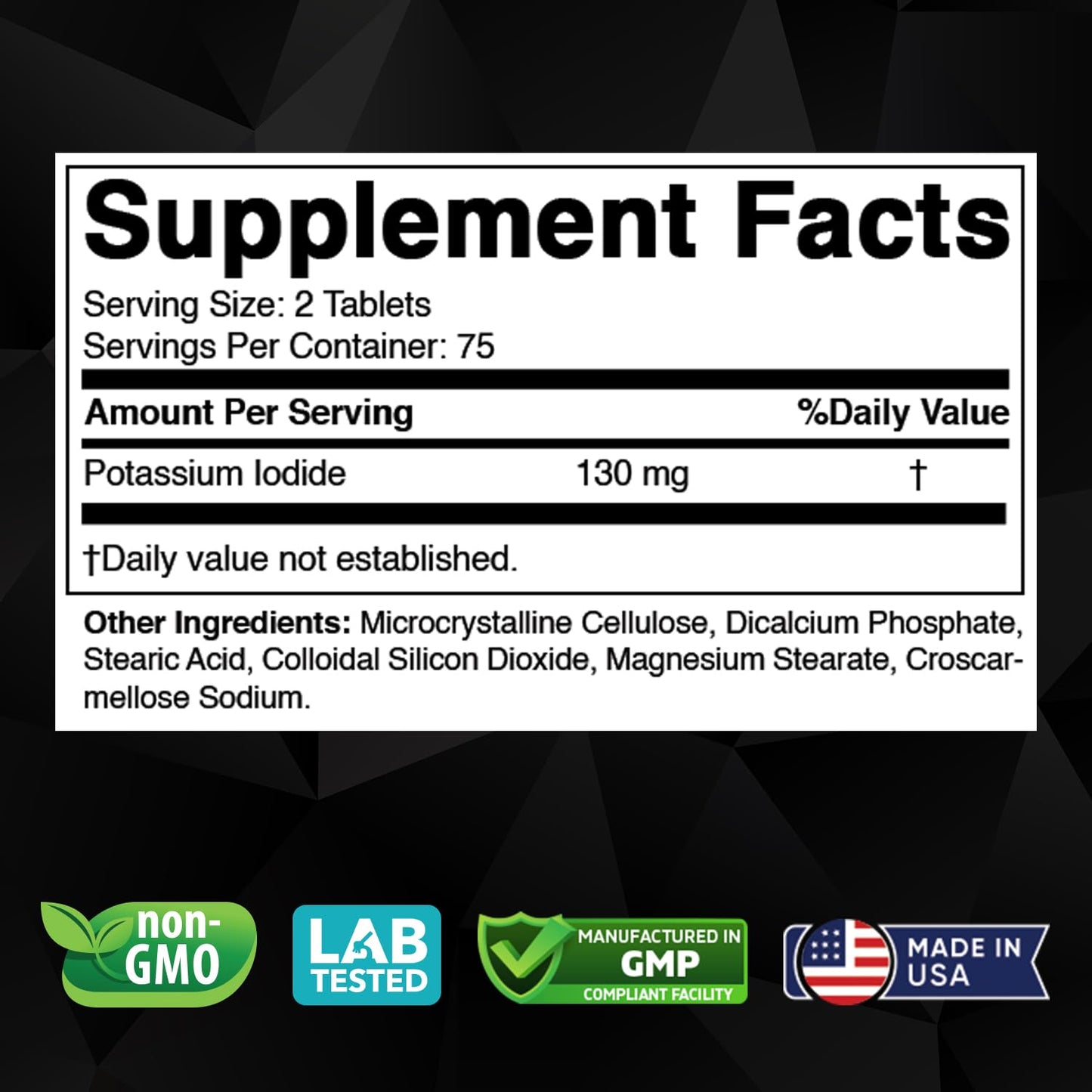 Vitabod Potassium Iodide 130 mg - 150 Tablets (2 Bottles) | Made in USA