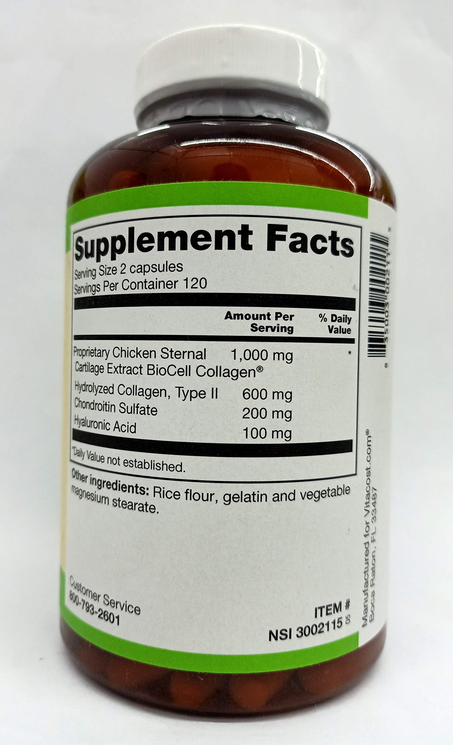 Vitacost ROOT2 BioCell Collagen with Hyaluronic Acid – 100 mg per Serving – 240 Capsules