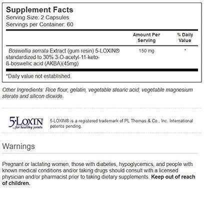 Vitacost Synergy 5-Loxin AKBA Boswellia Extract – 150 mg per serving | 120 Capsules