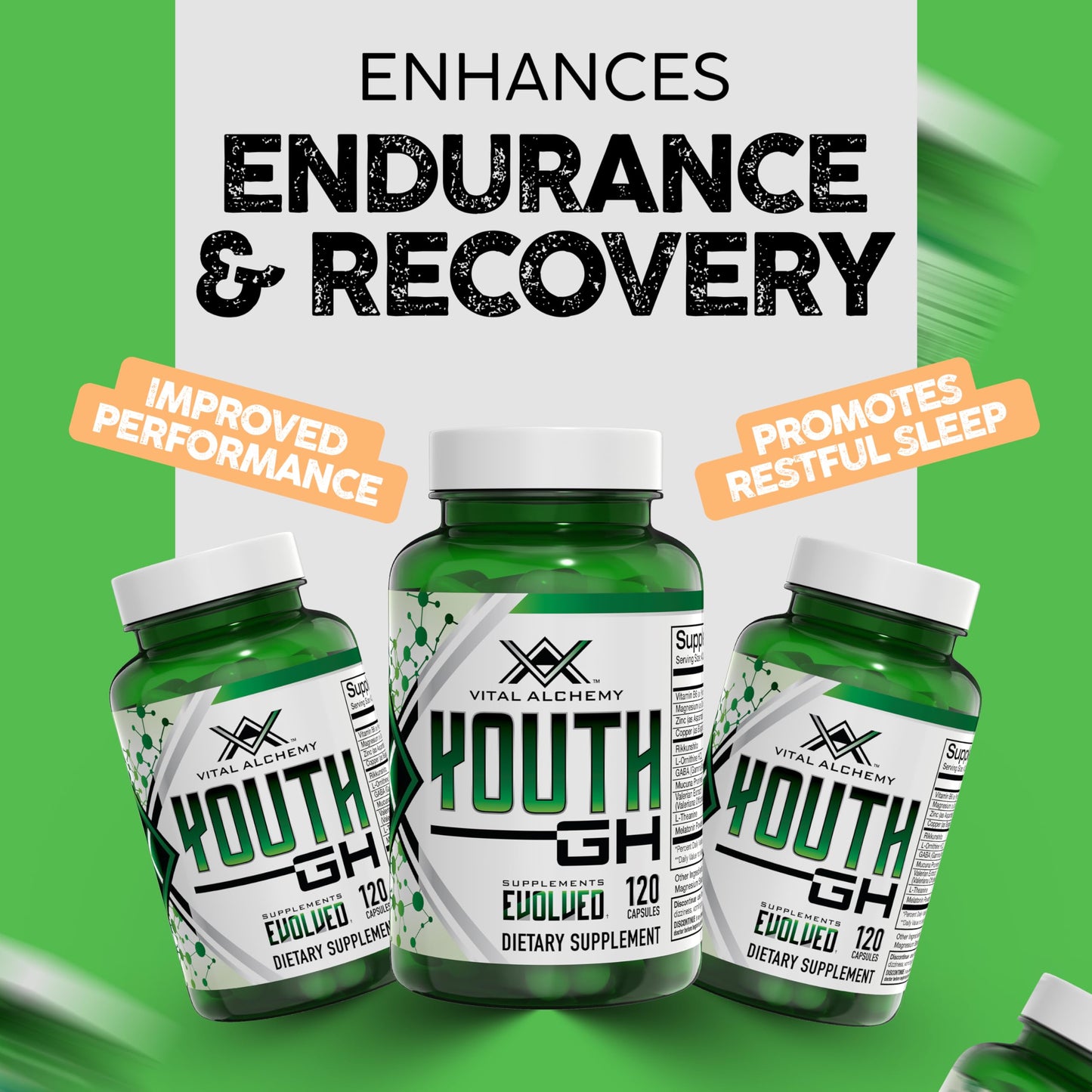 Vital Alchemy Youth – L-Theanine, Melatonin, Valerian, GABA, Magnesium & Zinc | 120 Capsules