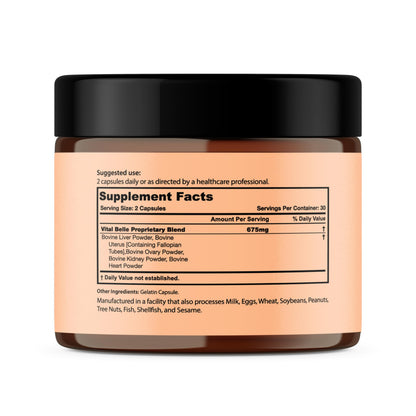 Vital Belle Grass-Fed Beef Organ Supplement for Women – Liver, Heart & Kidney (60 Capsules) – Pasture-Raised