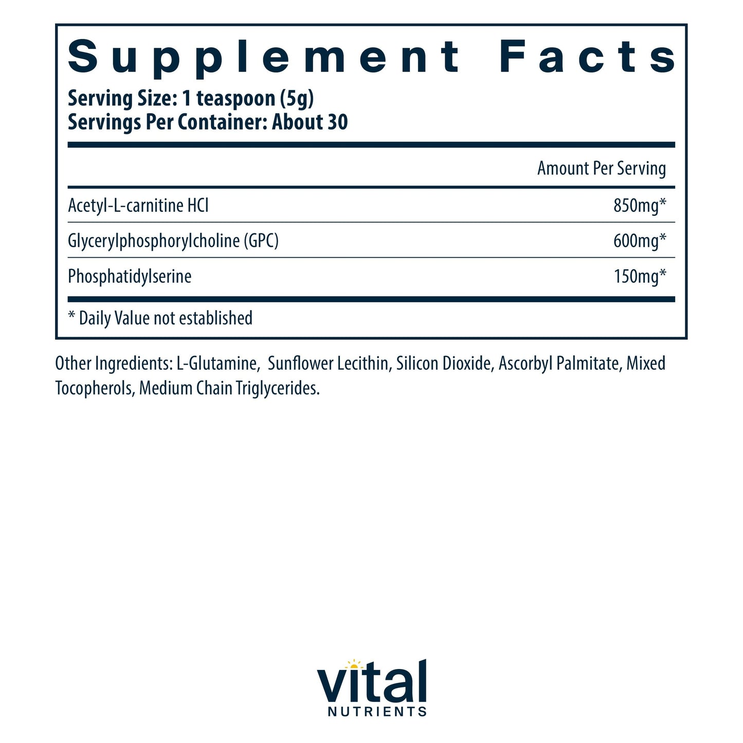 Vital Brain Powder | Vital Nutrients – Phosphatidylserine & Acetyl-L-Carnitine Nootropic