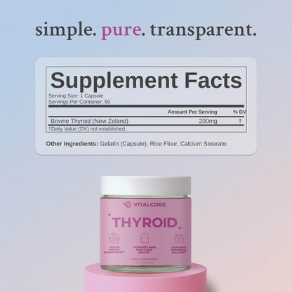Vital Core Desiccated Thyroid 200mg – NZ Grass-Fed for Women | Energy & Thyroid Health