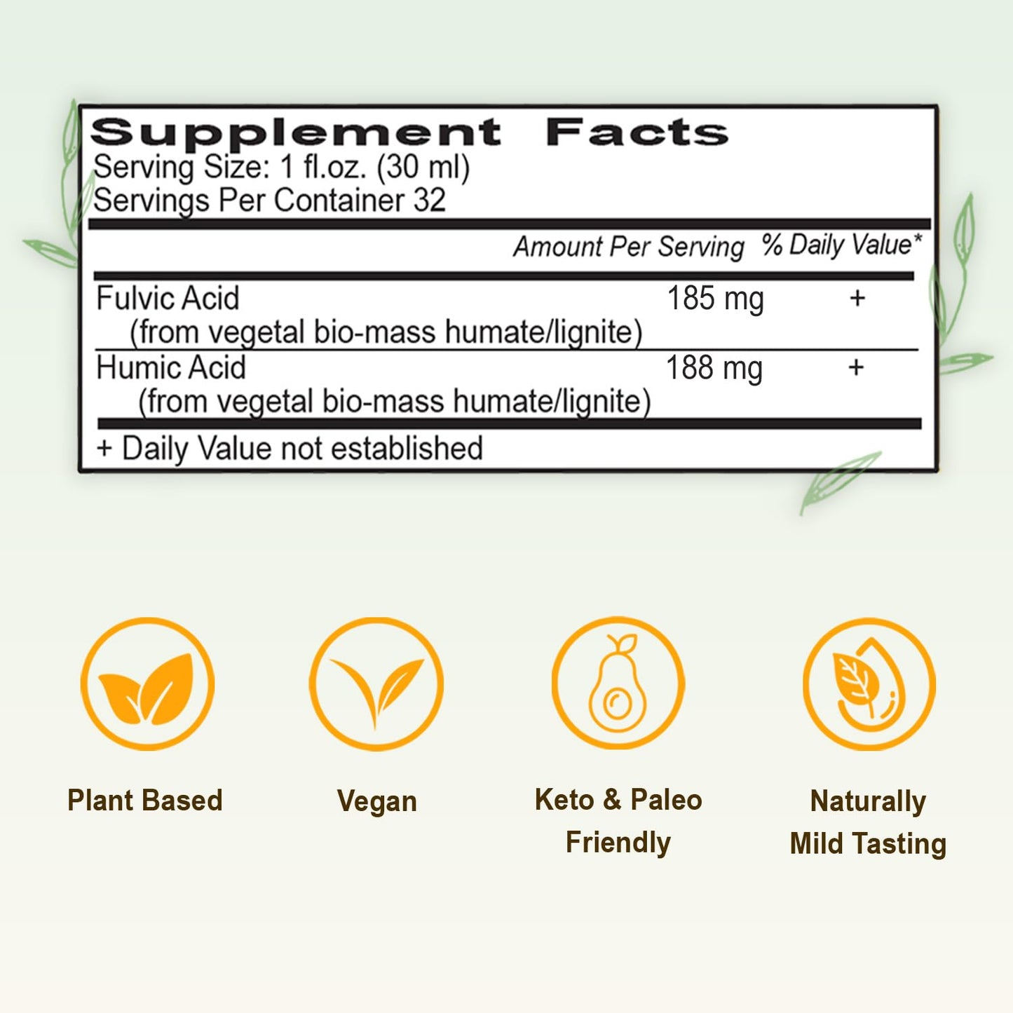 Vital Earth Minerals Fulvic Humic Mineral Blend Liquid – 70+ Trace Minerals & Electrolytes, 32 oz + 1 oz Cup